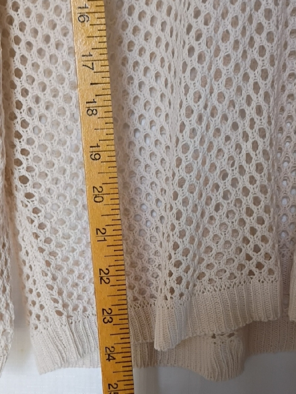 POL Women's Open-Knit V-Neck Top Sweater - Cream Size S - Picture 5 of 7
